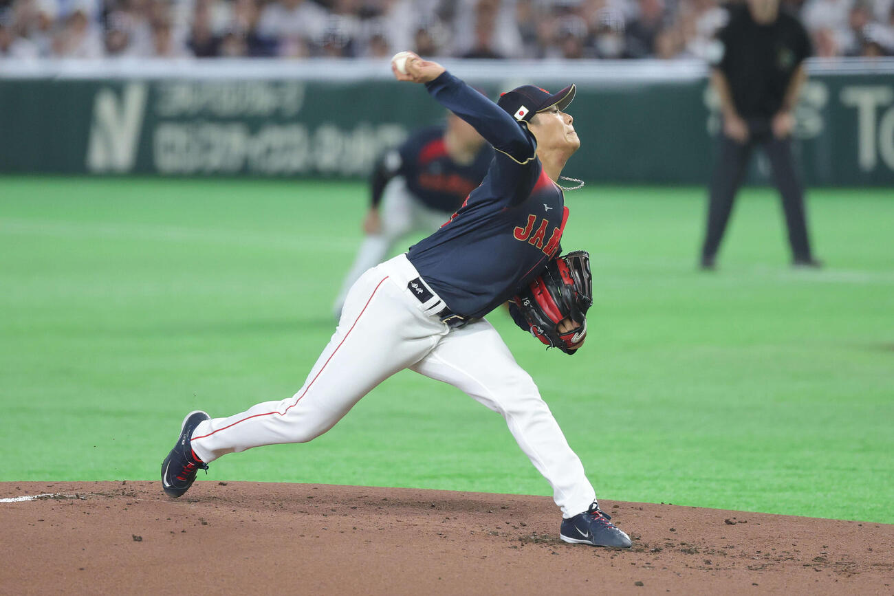 台湾対日本　日本先発の山本（撮影・河田真司）