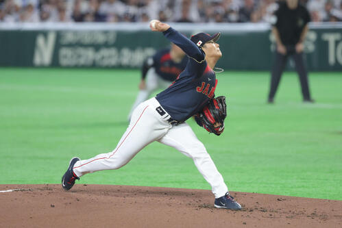 台湾対日本　日本先発の山本（撮影・河田真司）