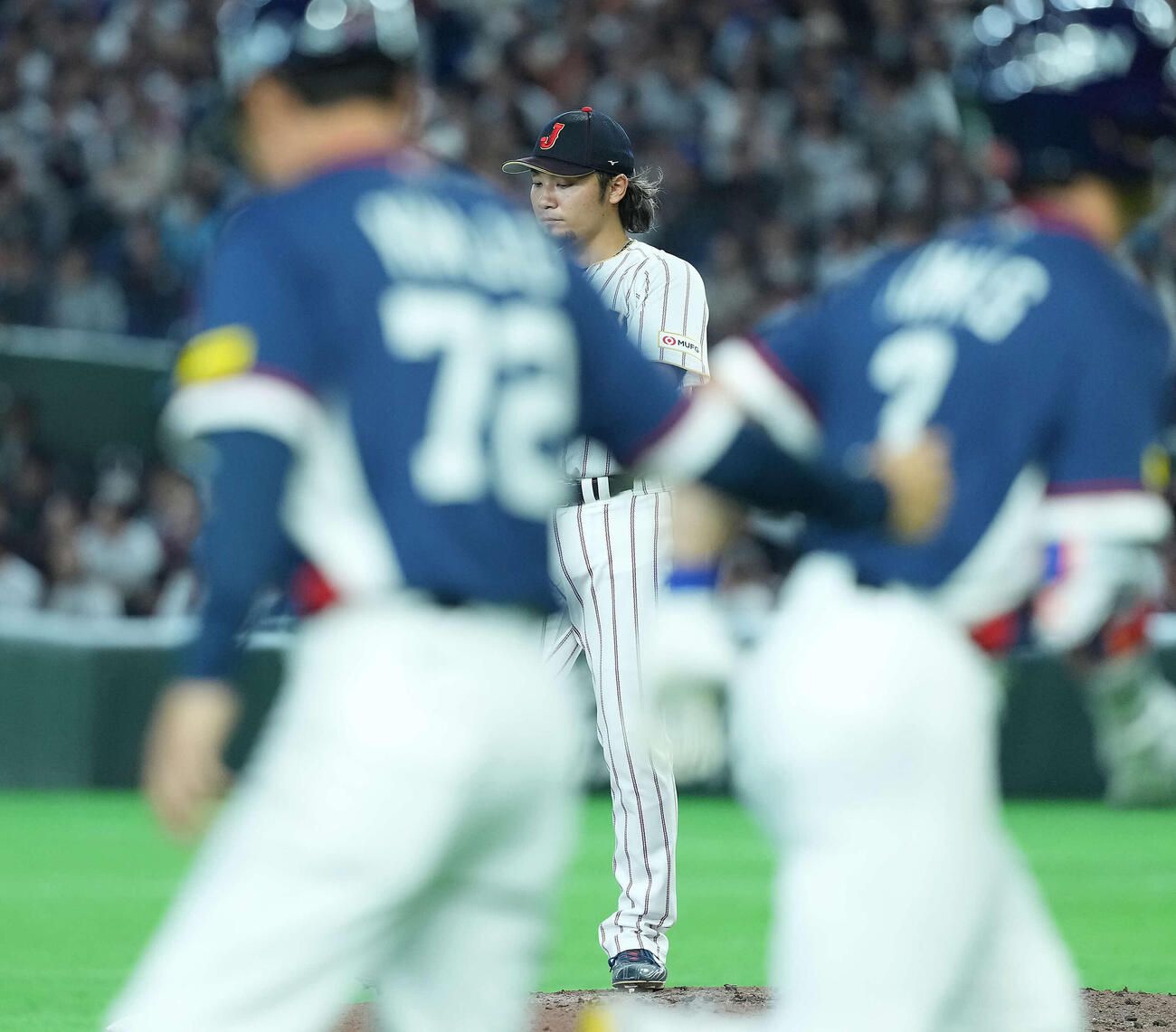 日本対韓国　4回表韓国1死一塁、金慧成に同点の2点本塁打を浴びる伊藤（撮影・たえ見朱実）