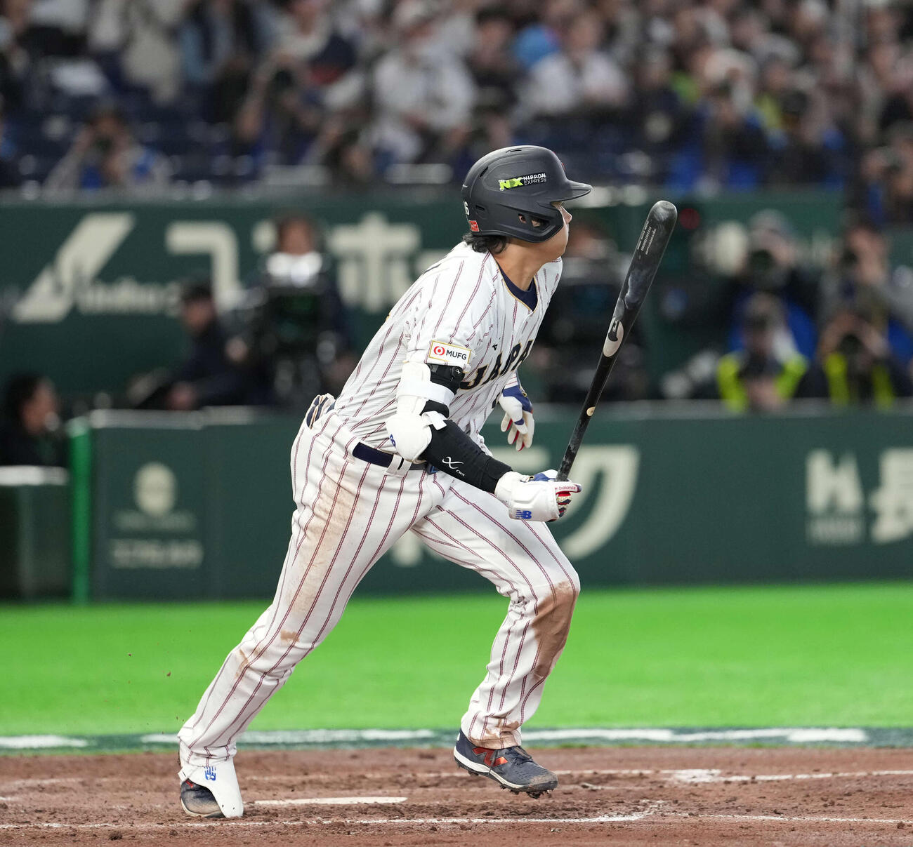 日本対韓国　5回に左前打を放つ大谷（撮影・井上学）
