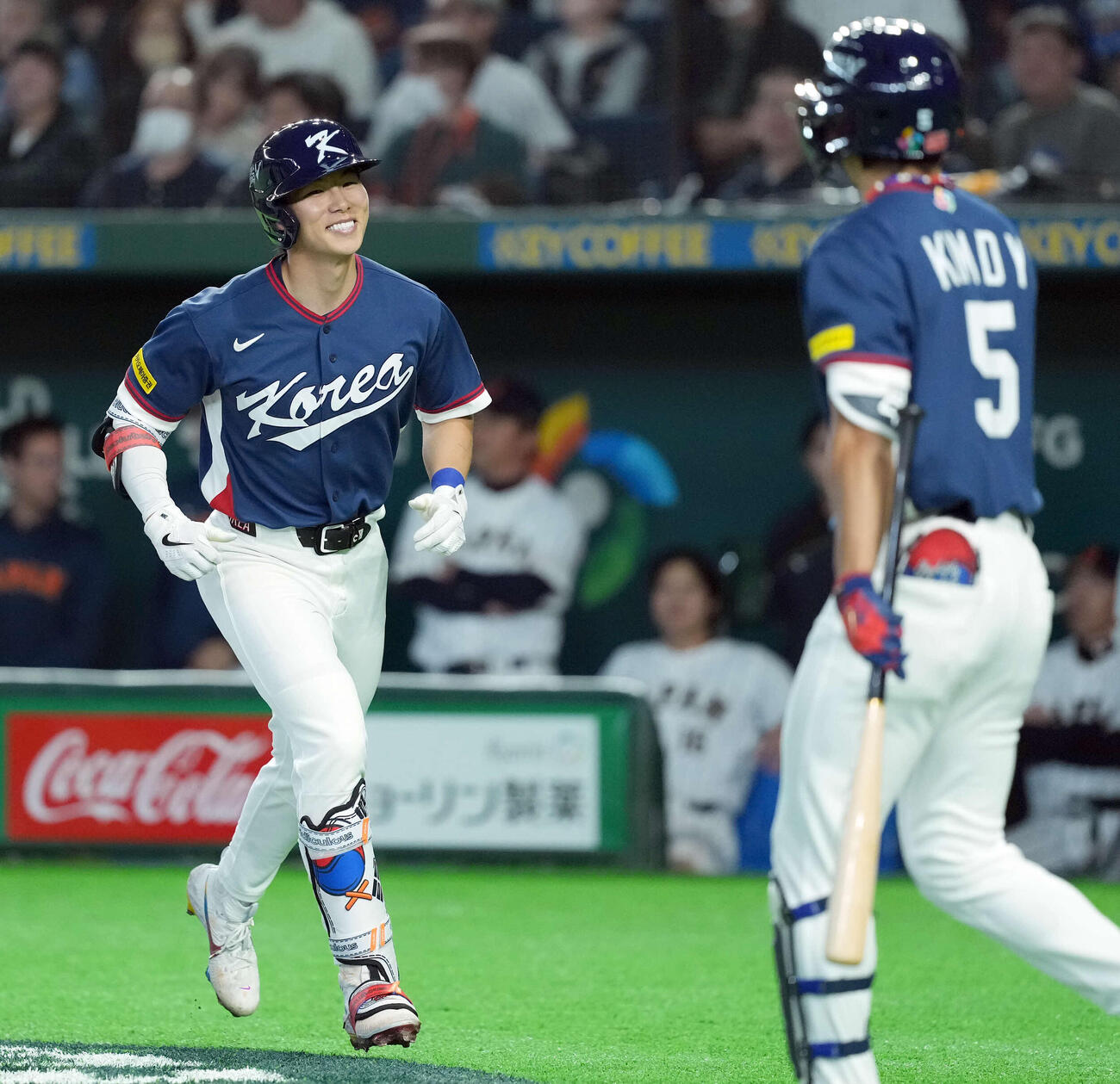 日本対韓国　4回表韓国1死一塁、同点の2点本塁打を放った金慧成（撮影・たえ見朱実）