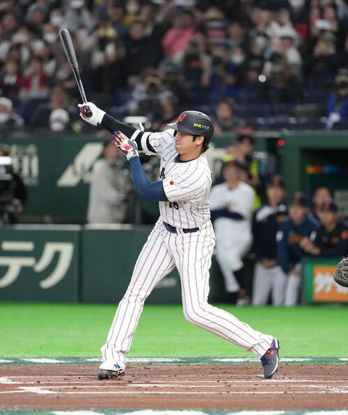 日本対オーストラリア　1回裏日本無死、二ゴロに倒れる大谷（撮影・井上学）