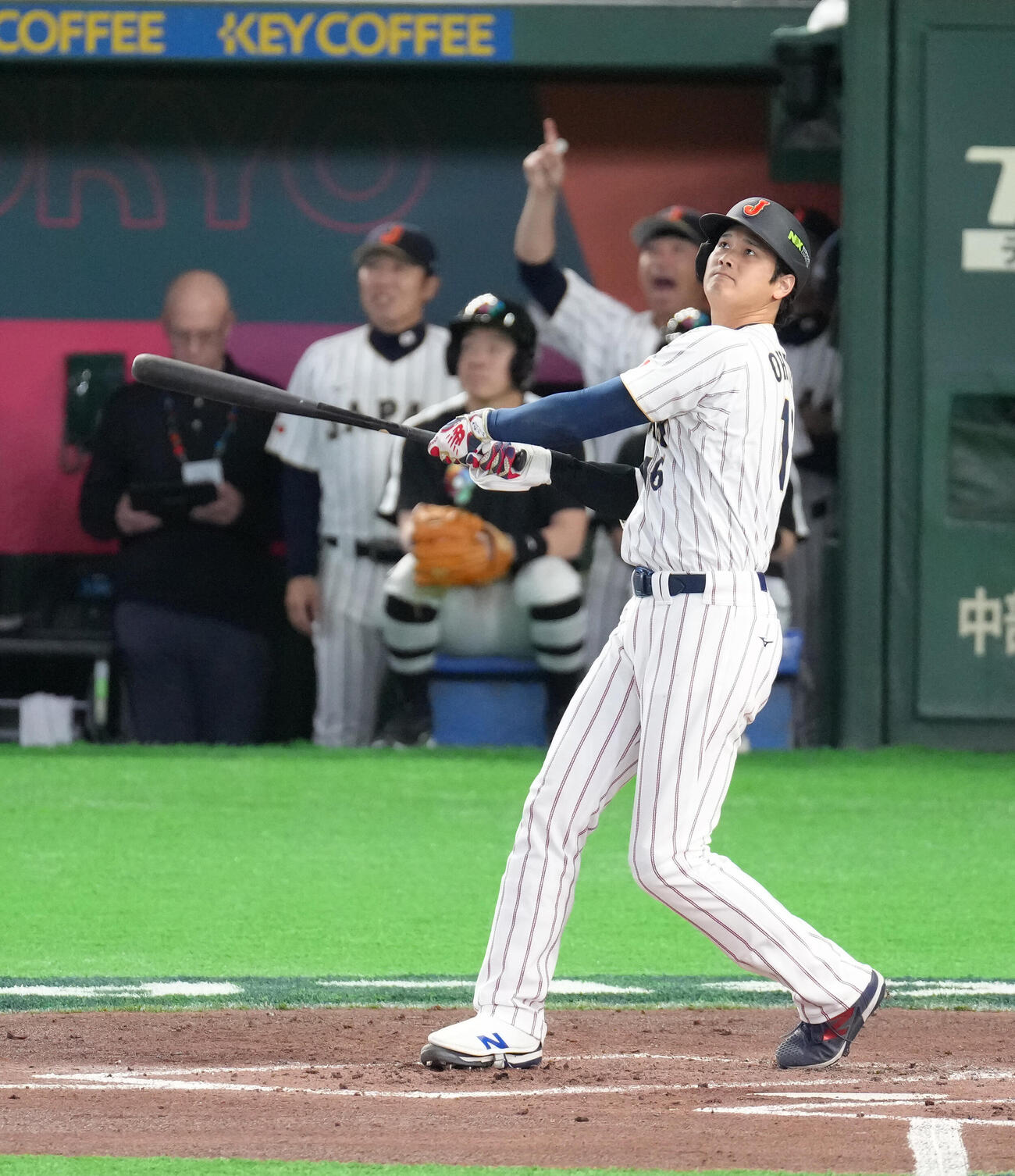 日本対オーストラリア　2回裏日本2死一塁、大谷は中飛に倒れる（撮影・足立雅史）
