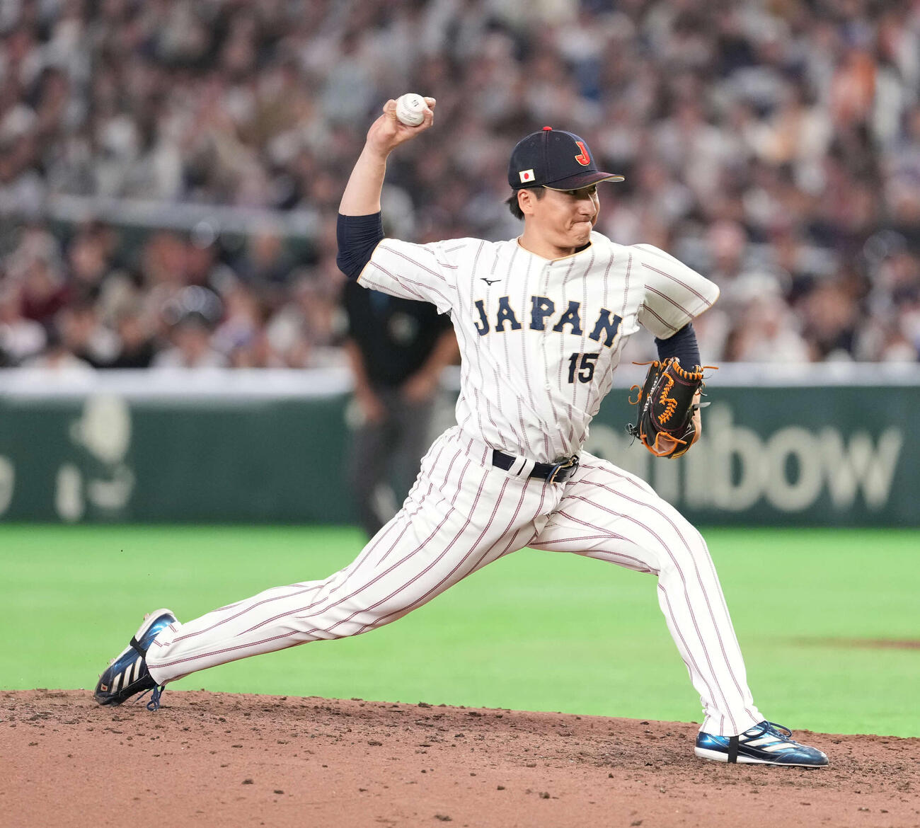 日本対オーストラリア　力投する大勢（撮影・井上学）