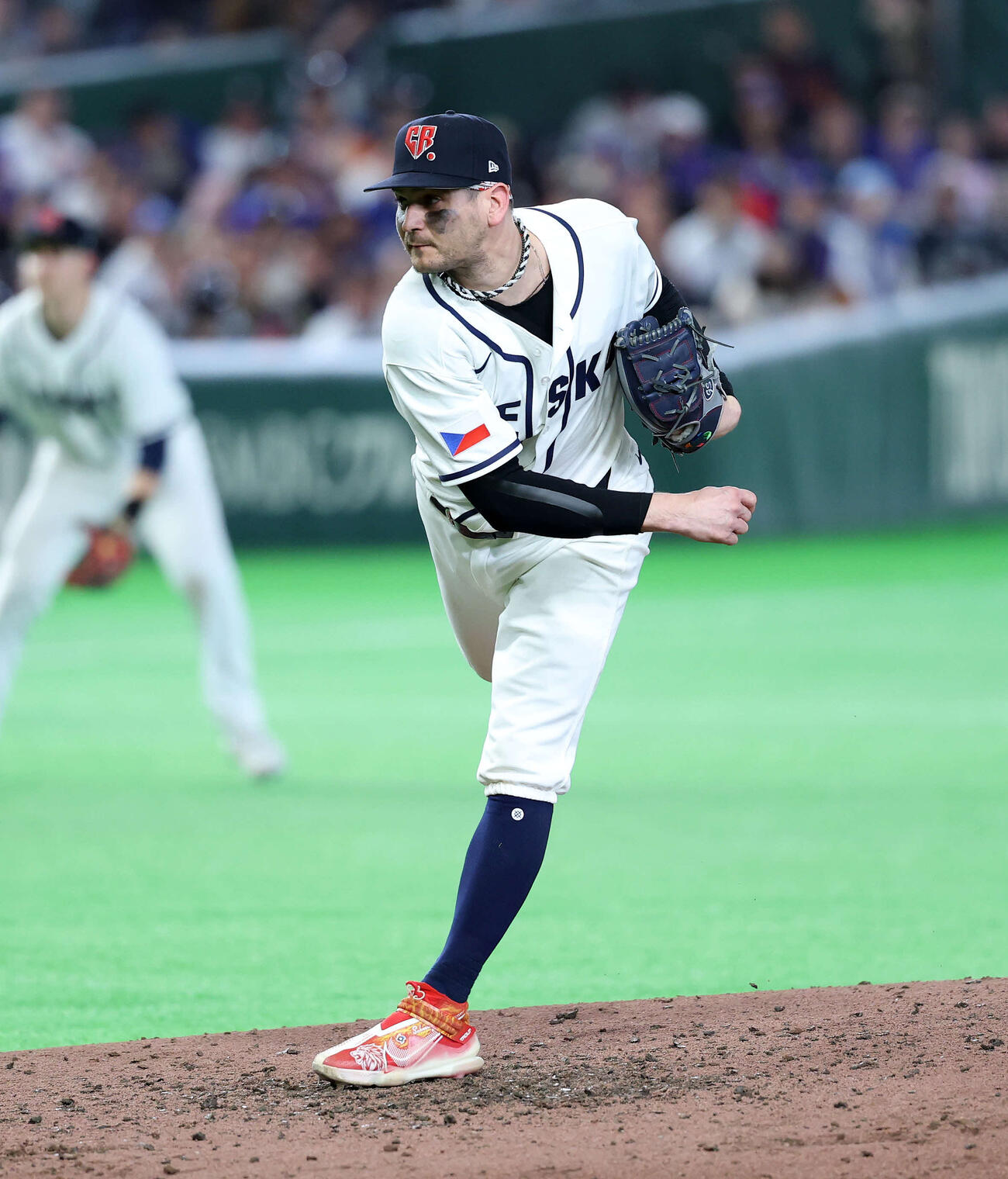3月7日、チェコ対台湾　力投するチェコ5番手のシュナイダー