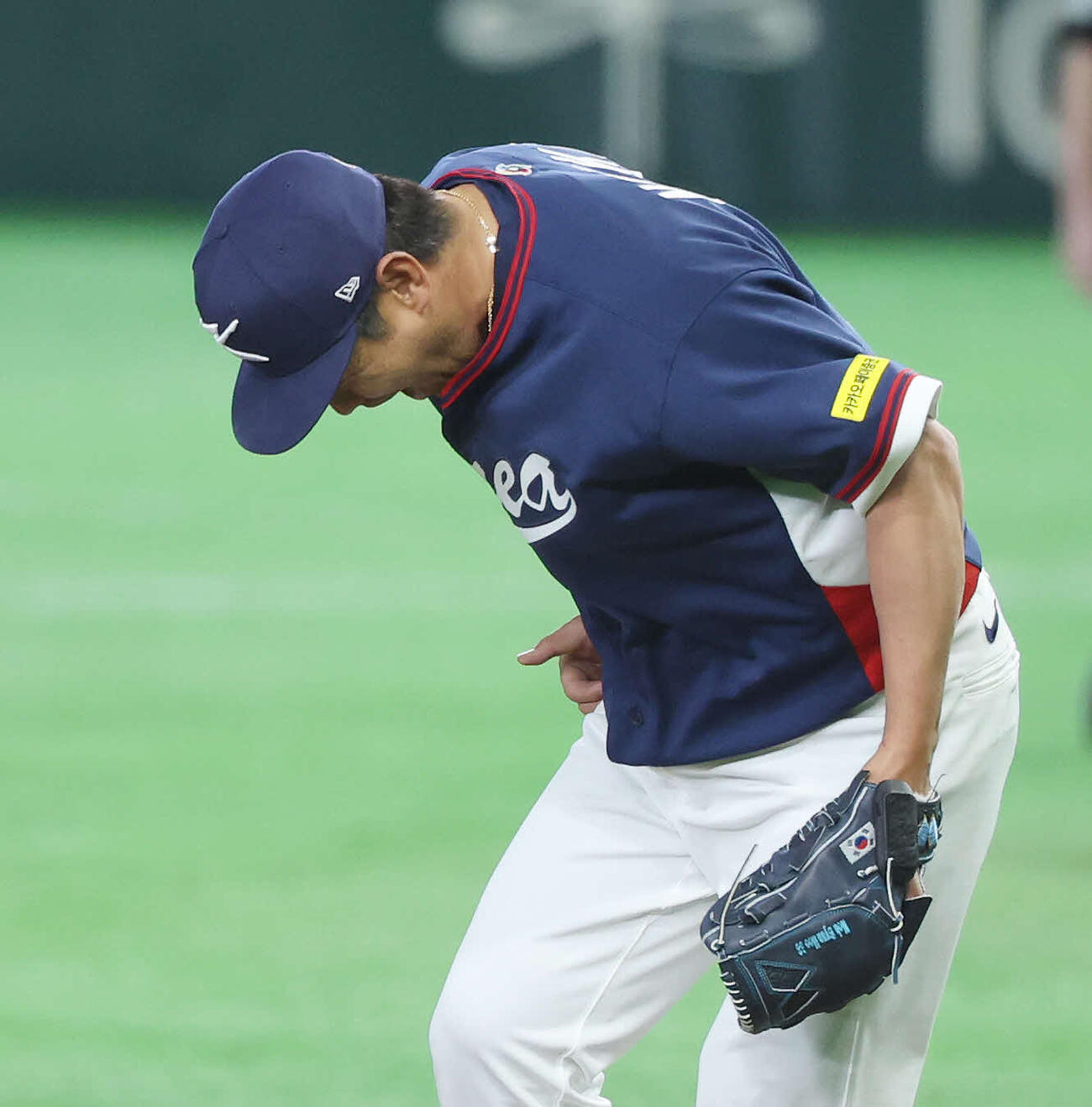 オーストラリア対韓国　3回裏を3者凡退に抑えた韓国盧景銀（撮影・宮地輝）
