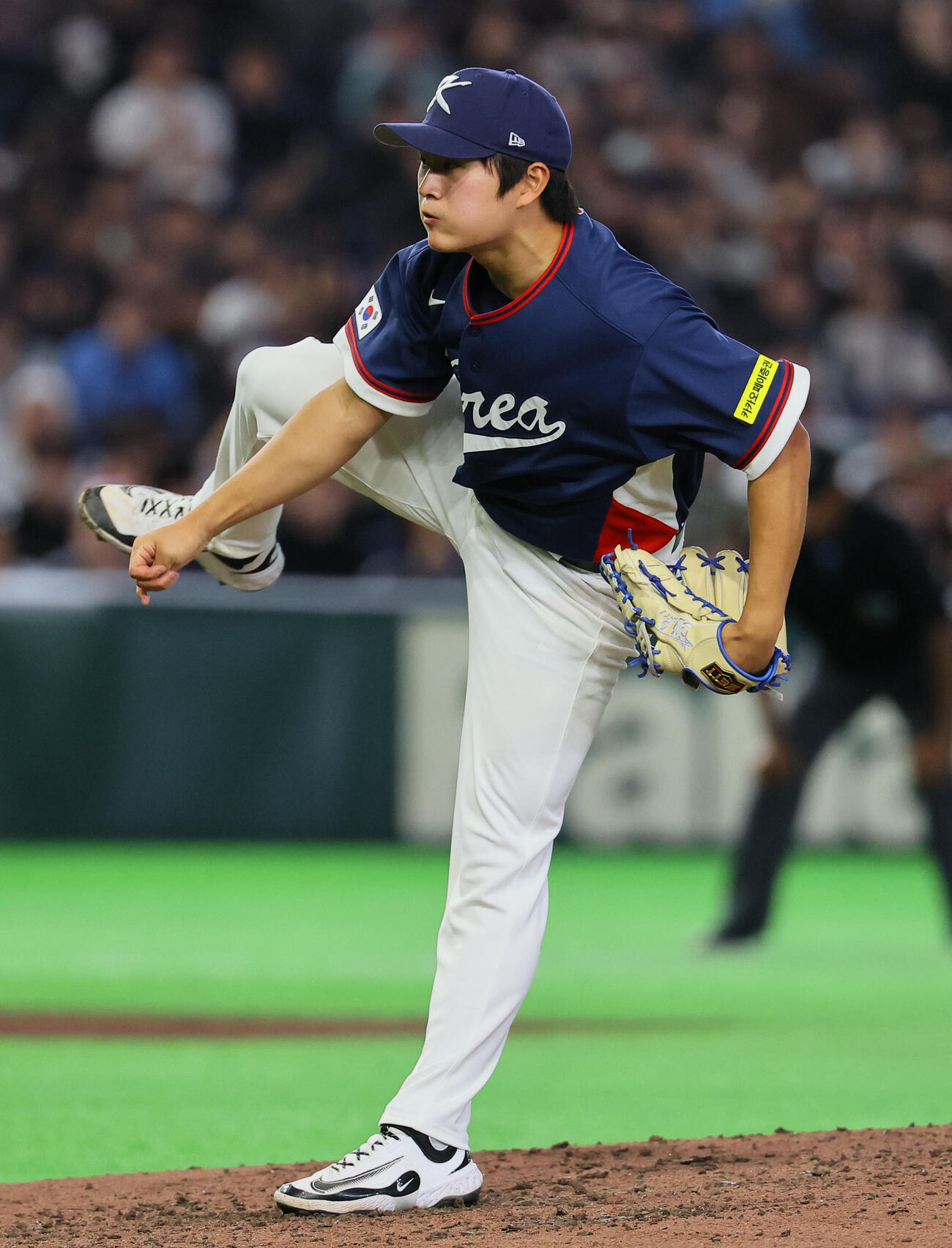 オーストラリア対韓国　8回、登板した韓国の金沢延（撮影・藤尾明華）