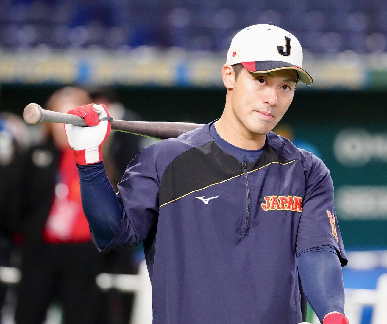 日本対チェコ　試合前練習に臨む坂本（撮影・江口和貴）