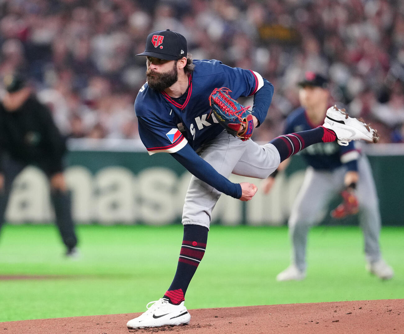 日本対チェコ　チェコ先発のサトリア（撮影・江口和貴）