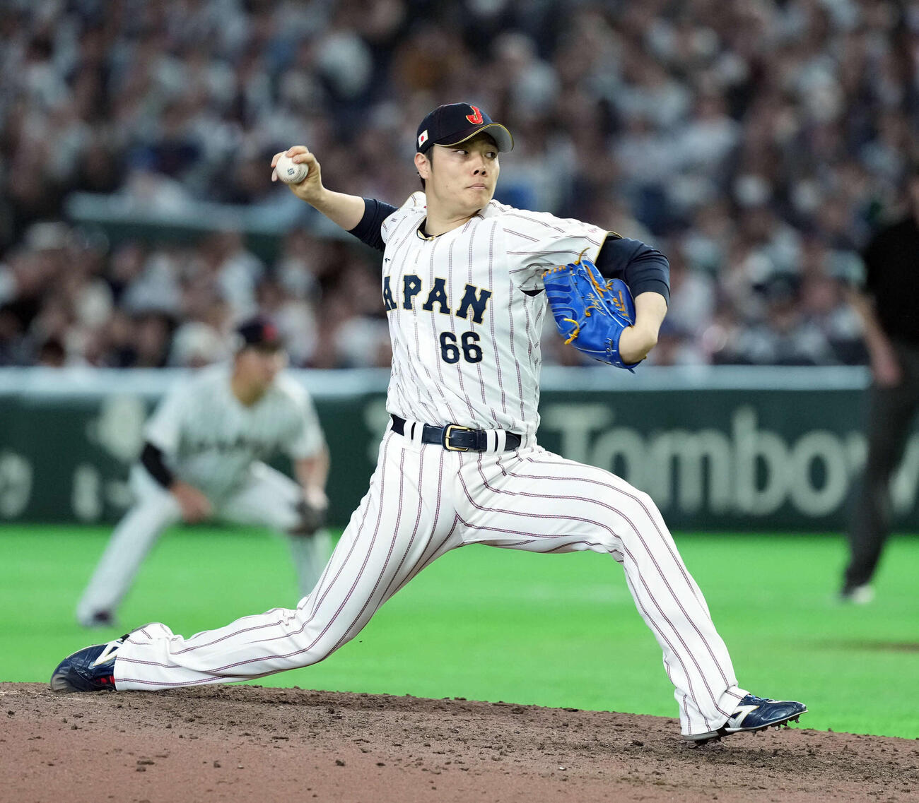 2026年3月7日、韓国戦の8回からマウンドに上がった日本の松本裕樹