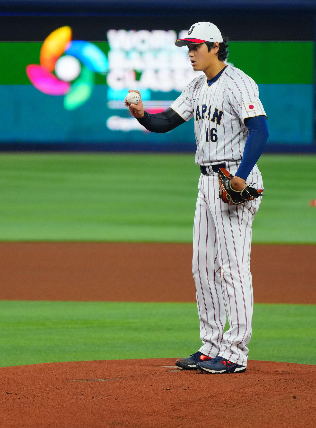 ライブBPでマウンドに立つ大谷（撮影・垰建太）