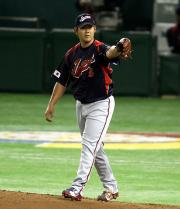 【日本－巨人】マウンド上の松坂（撮影・野上伸悟）