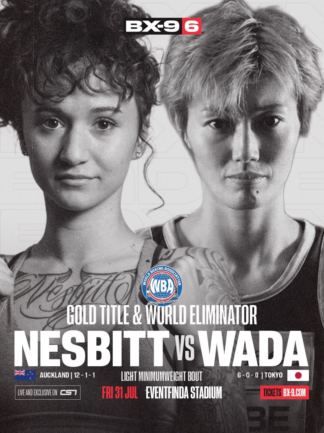 7月31日、ニュージーランドでエマ・ネスピット（左）とのWBAライトミニマム級挑戦者決定戦に臨む和田まどか（DANGANジム提供）