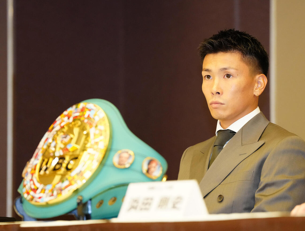 初防衛戦でエリック・バディージョと対戦するWBC世界ライトフライ級王者の岩田翔吉（撮影・江口和貴）