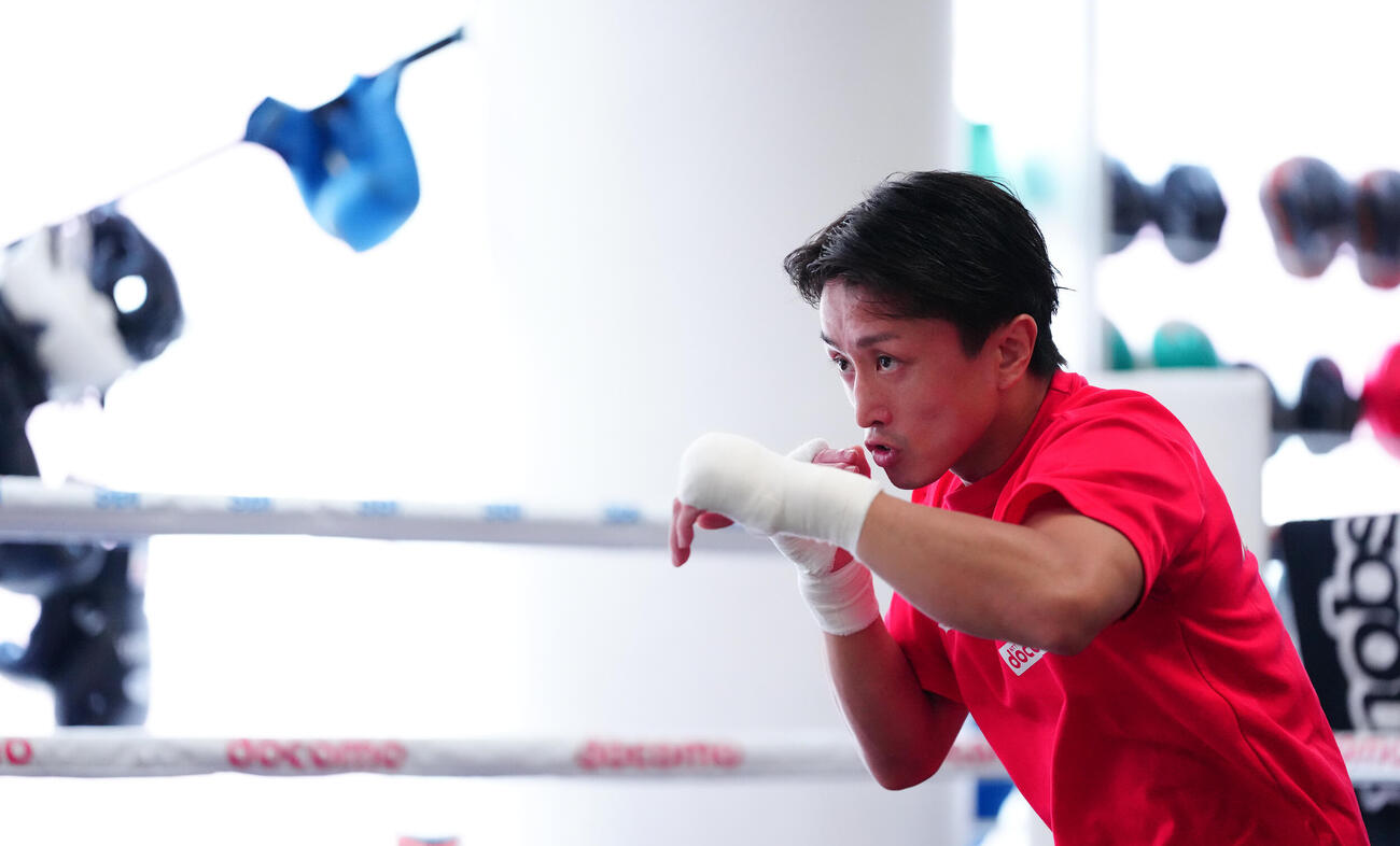 公開練習で汗を流す石井武志（撮影・鈴木みどり）