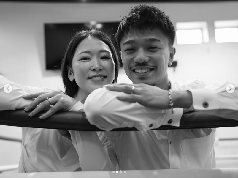 中谷潤人と田村亜矢の2ショット（中谷潤人のインスタグラムから）
