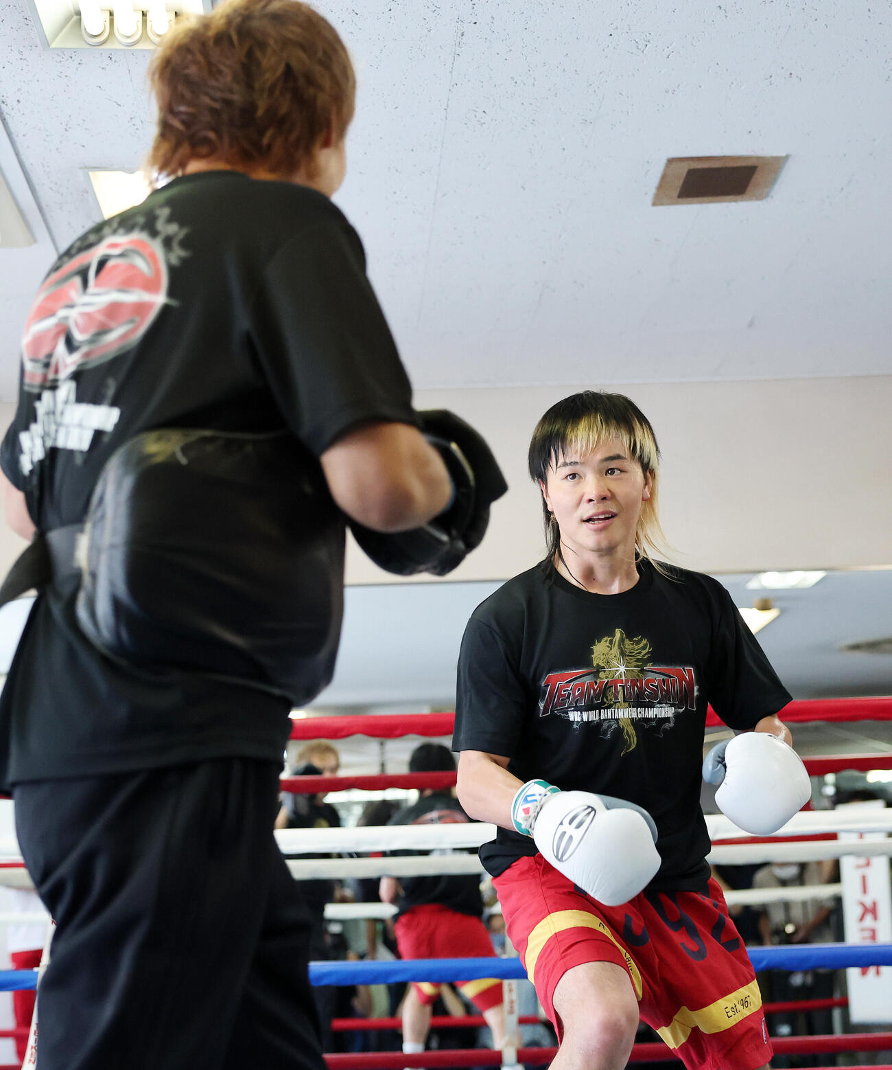 公開練習に臨む那須川天心（撮影・鈴木正人）