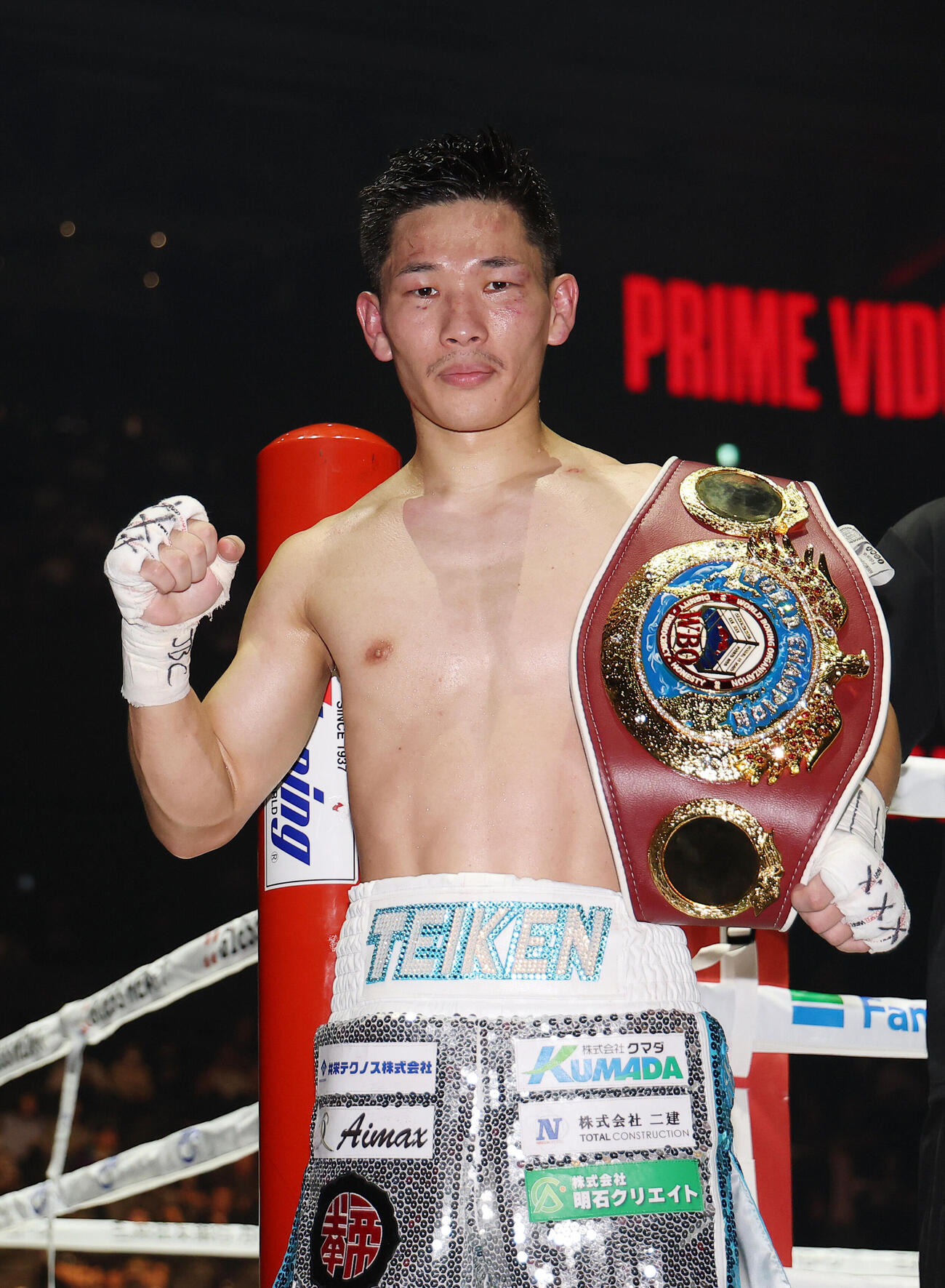 12回判定で暫定王者となった松本流星（撮影・河田真司）