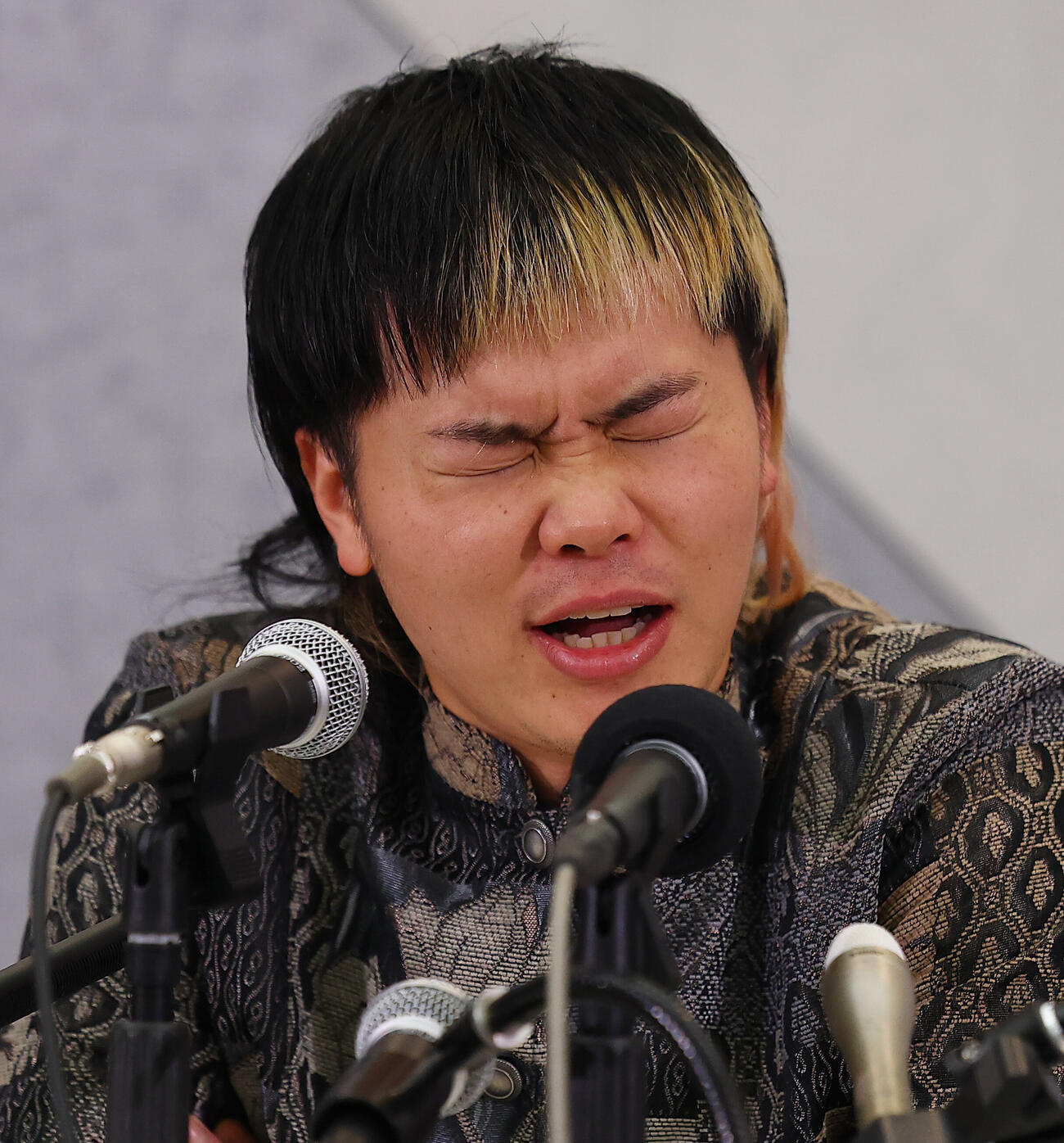 緊急非公式会見を行う那須川天心（撮影・野上伸悟）