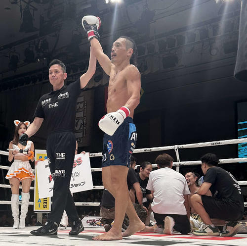 RISE179で西田祥にKO勝利した安彦考真（撮影・松尾幸之介）