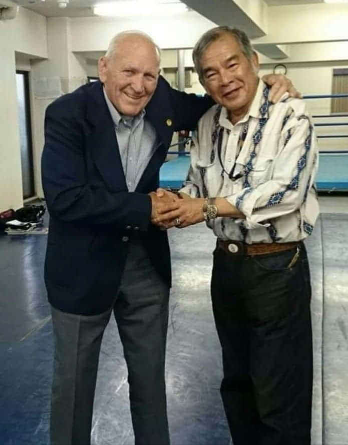 2014年に来日したダニー・ホッジ氏（左）とトシ倉森氏（トシ倉森氏提供）