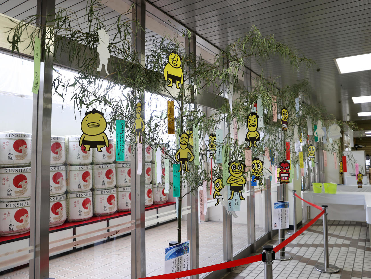 七夕企画「関取衆の願い事」で書かれた短冊（撮影・鈴木正人）