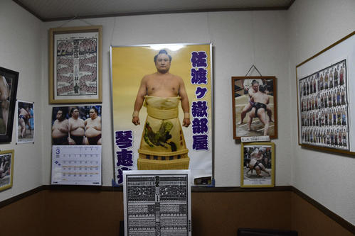 店内には多数の琴恵光の写真やパネルが並ぶ（撮影・平山連）