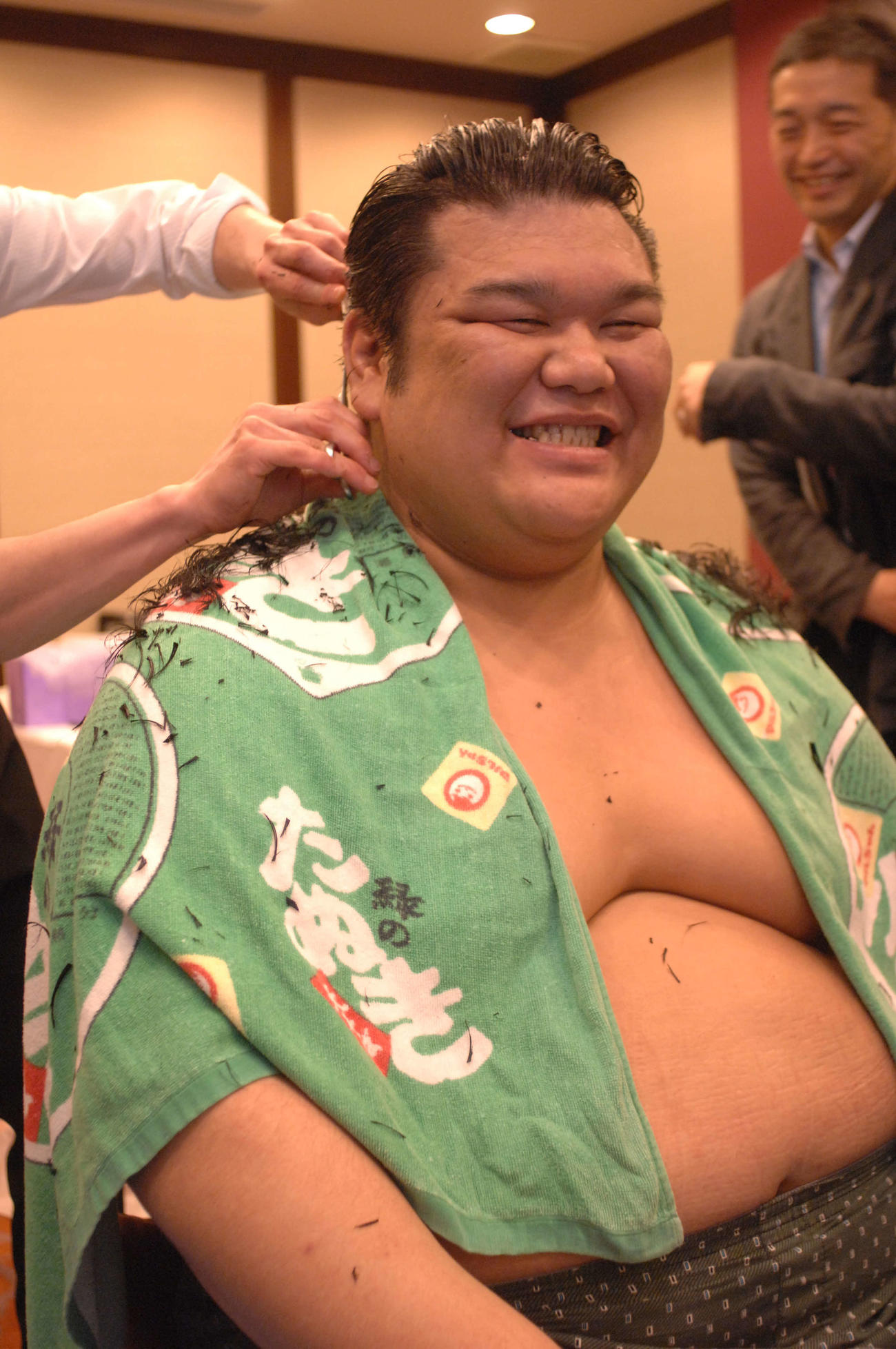 断髪式後の元幕内木村山の岩友親方（2014年4月撮影）