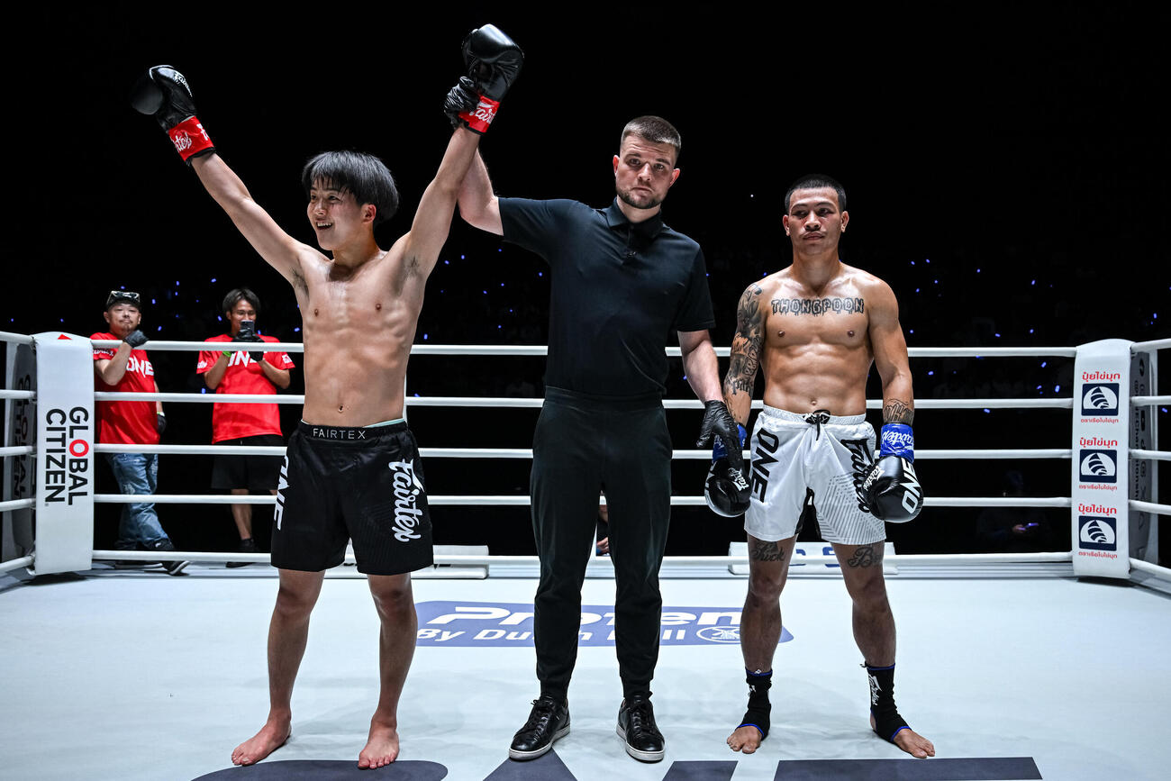 2回TKO勝ちした那須川龍心（C）ONE Championship