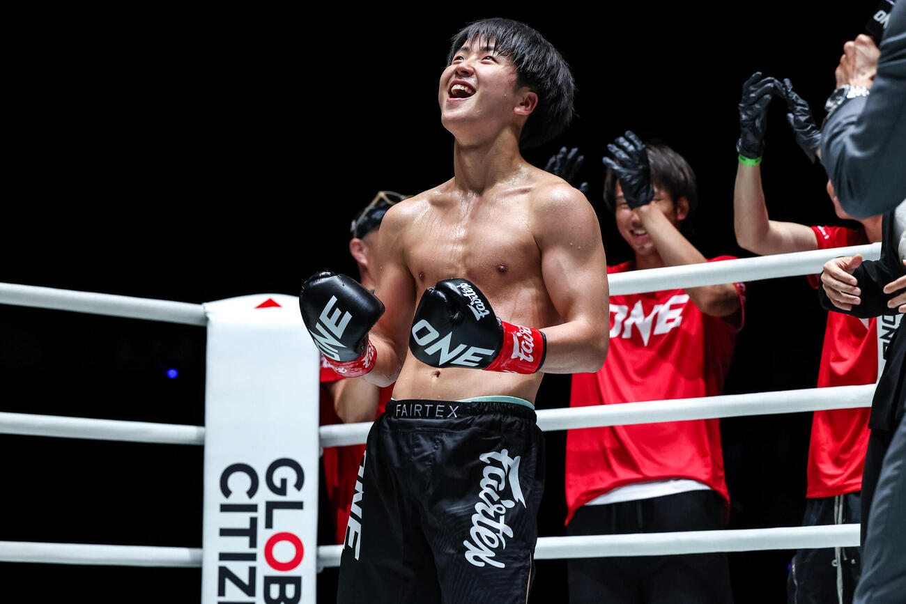 会心の笑顔の那須川龍心（C）ONE Championship