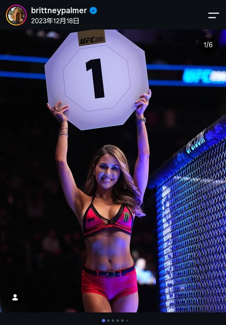 UFCのオクタゴンガールと人気を博したブリトニー・パーマ－（パーマー公式インスタグラムから）