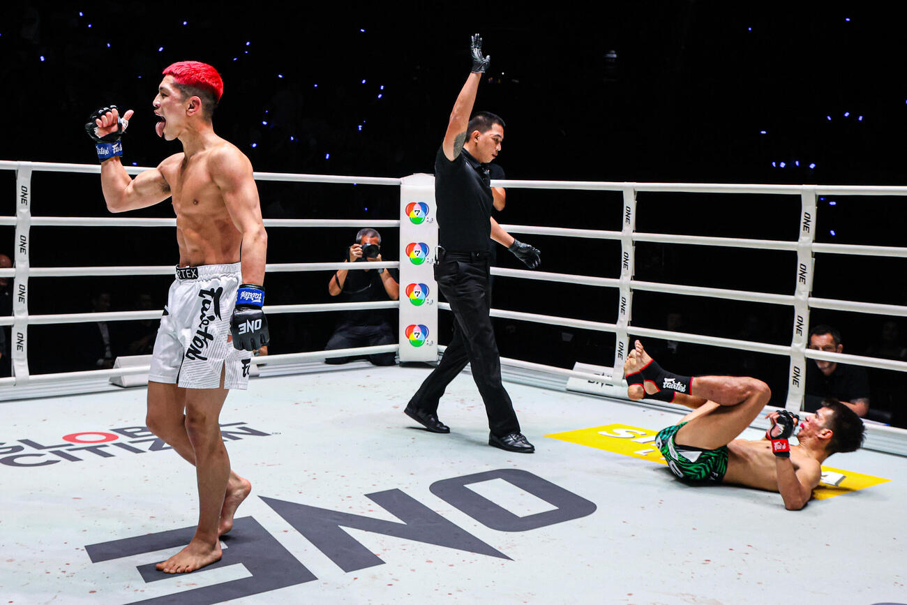 2回KO勝ちしたHIROYUKI（左）（C）ONE Championship