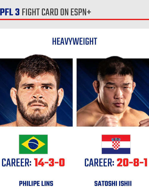 PFLの18年ヘビー級王者フィリップ・リンス（左）との初戦が決まった石井慧（PFL公式サイトより）