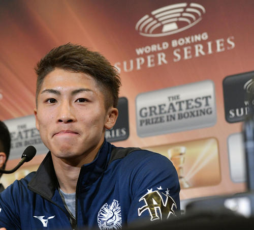 WBSSバンタム級準決勝　井上対ロドリゲス　試合後、会見に臨む井上（撮影・滝沢徹郎）