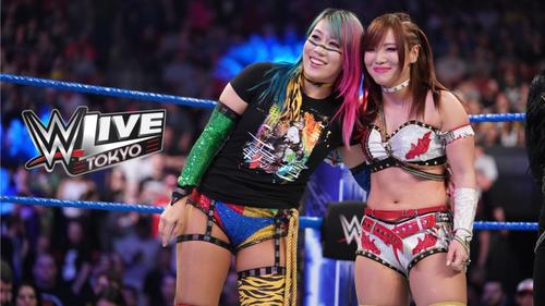 WWE東京公演でWWE女子タッグ王者アイコニックスとノンタイトルで対戦するアスカ（左）とセインコピーライト2019WWE,Inc.AllRightsReserved