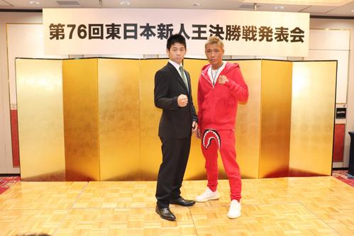 ボクシング東日本新人王決勝で対戦するフェザー級の今成太希（左）と亀田京之介