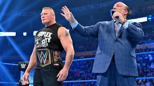 ロウ移籍を表明したWWEヘビー級王者レスナー（左）。右は代理人のヘイマン(C)2019WWE,Inc.AllRightsReserved