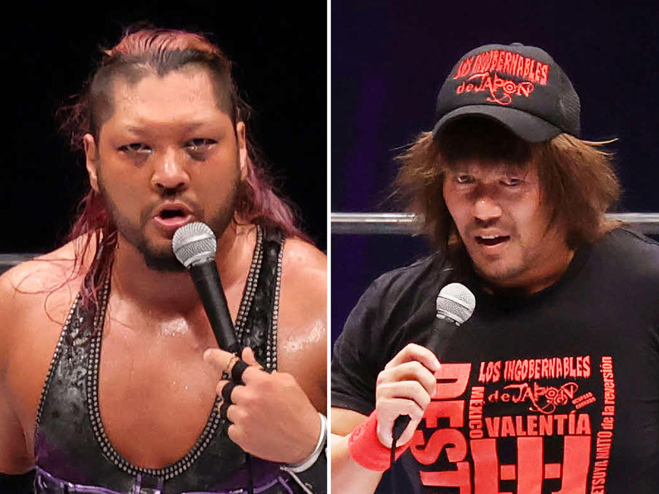 8・29神宮で対戦する2冠王者EVIL（左）と内藤哲也