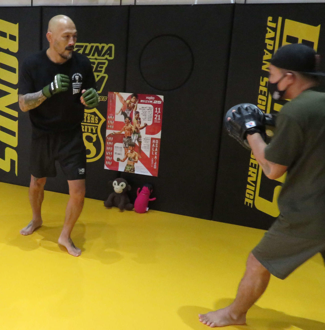 21日のRIZIN25大会に向けた練習を公開した朴光哲（撮影：松熊洋介）