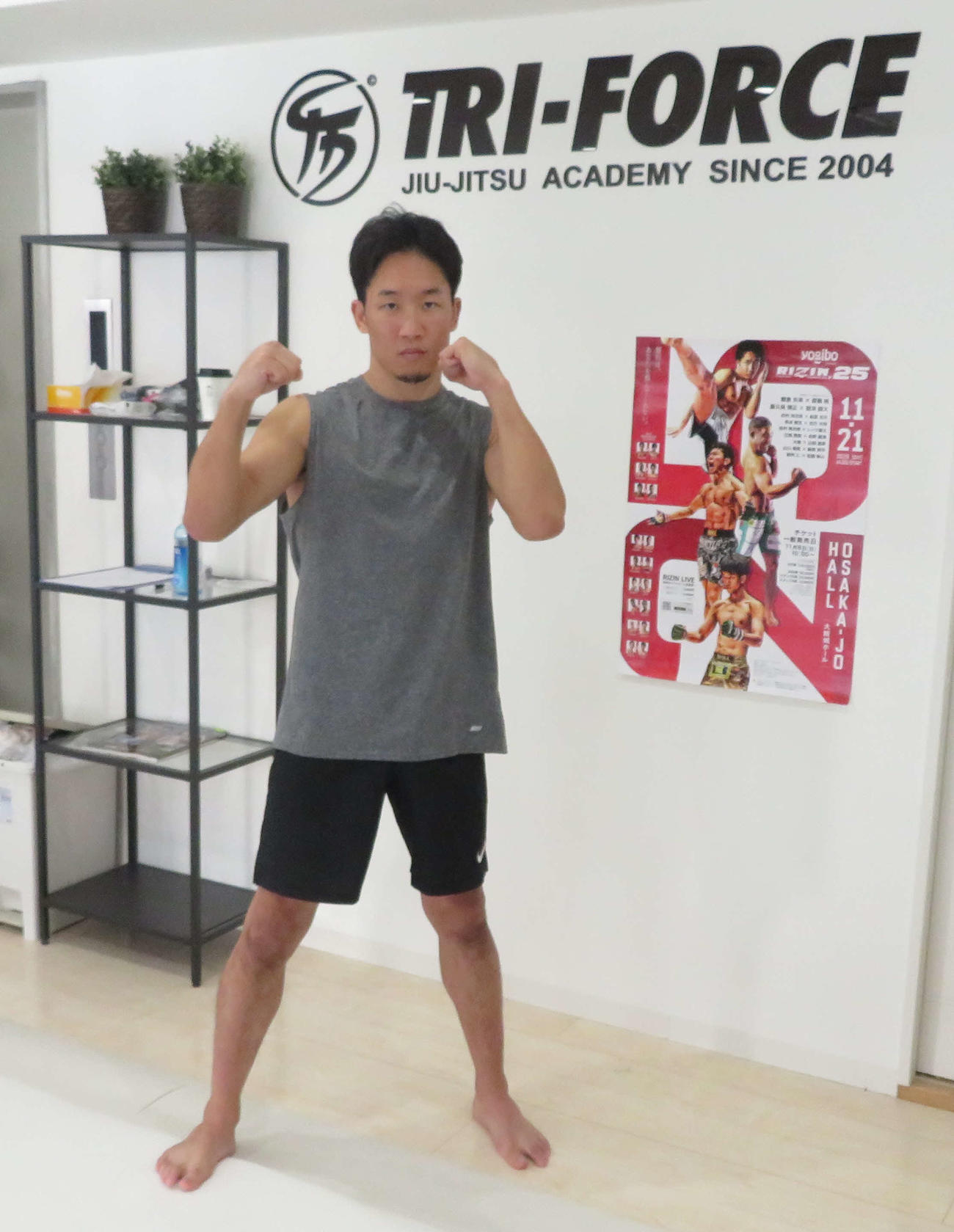21日のRIZIN25大会に向けた練習を公開した朝倉未来（撮影：松熊洋介）
