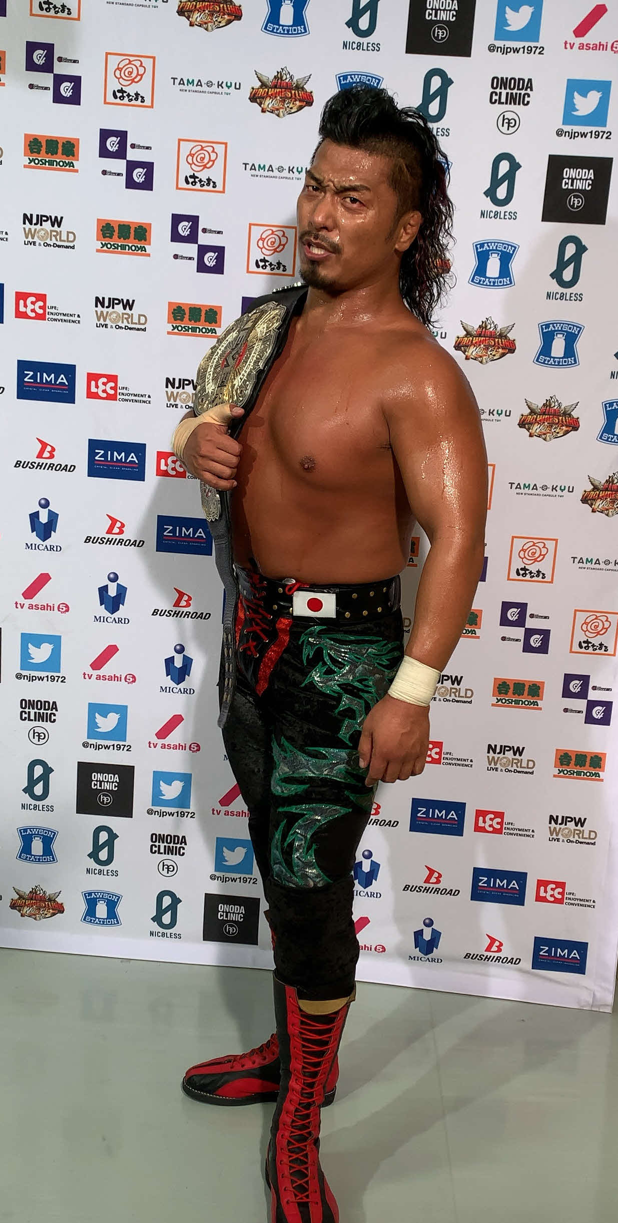 新日本ワールドタッグリー福島大会　4勝目を挙げた鷹木信悟（新日本プロレス提供）