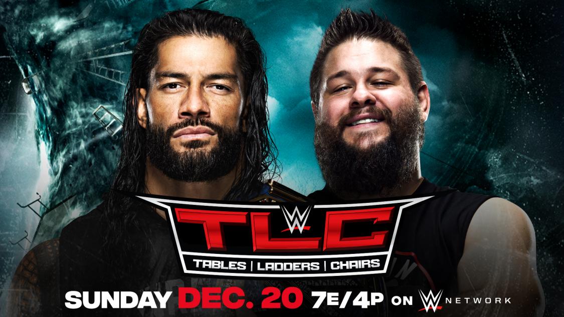 20日のPPV大会TLCで対戦が決まったWWEユニバーサル王者ローマン・レインズ（左）とケビン・オーエンズ（C）2020WWE,Inc.AllRightsReserved