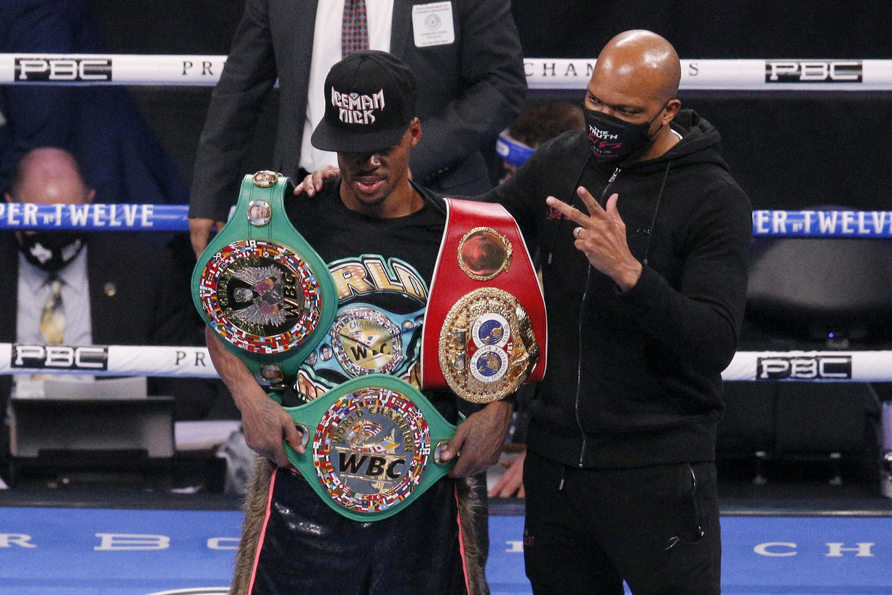 防衛に成功したWBC・IBF世界ウエルター級王者エロール・スペンスJr．（AP）
