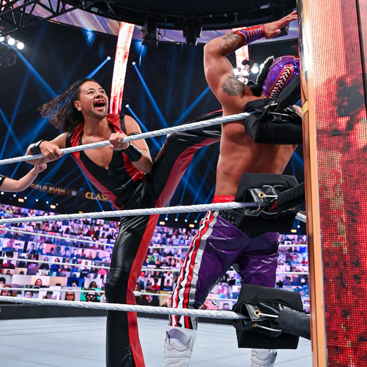 4年連続で男子ロイヤルランブル戦に出場した中邑真輔（Ｃ）2021WWE,Inc.AllRightsReserved.