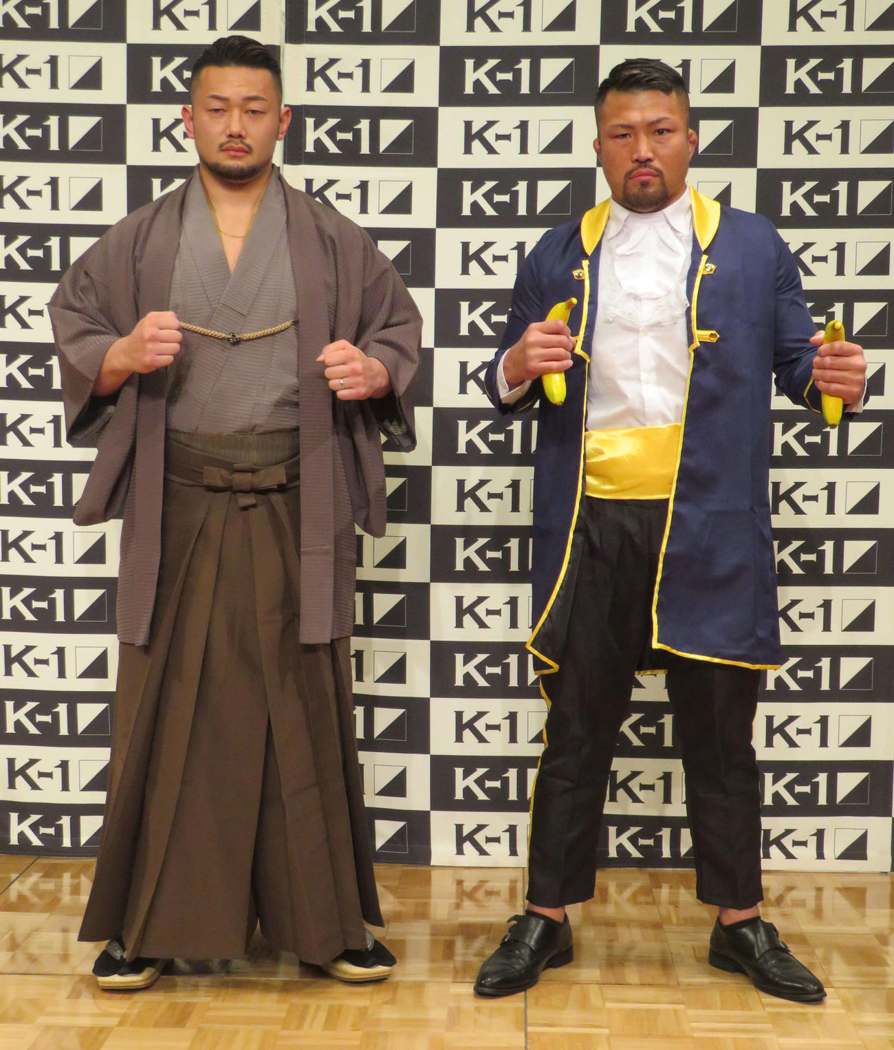 3・28ケイズフェスタ4大会Day2で約1年ぶりの復帰戦に臨むクルーザー級の愛鷹（左）。右は対戦相手のANIMAL☆KOJI