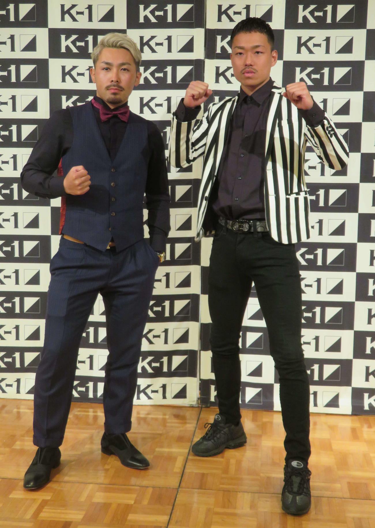 3月21日のケイズフェスタ4大会Day1で対戦する元K－1フェザー級王者村越（左）と芦沢