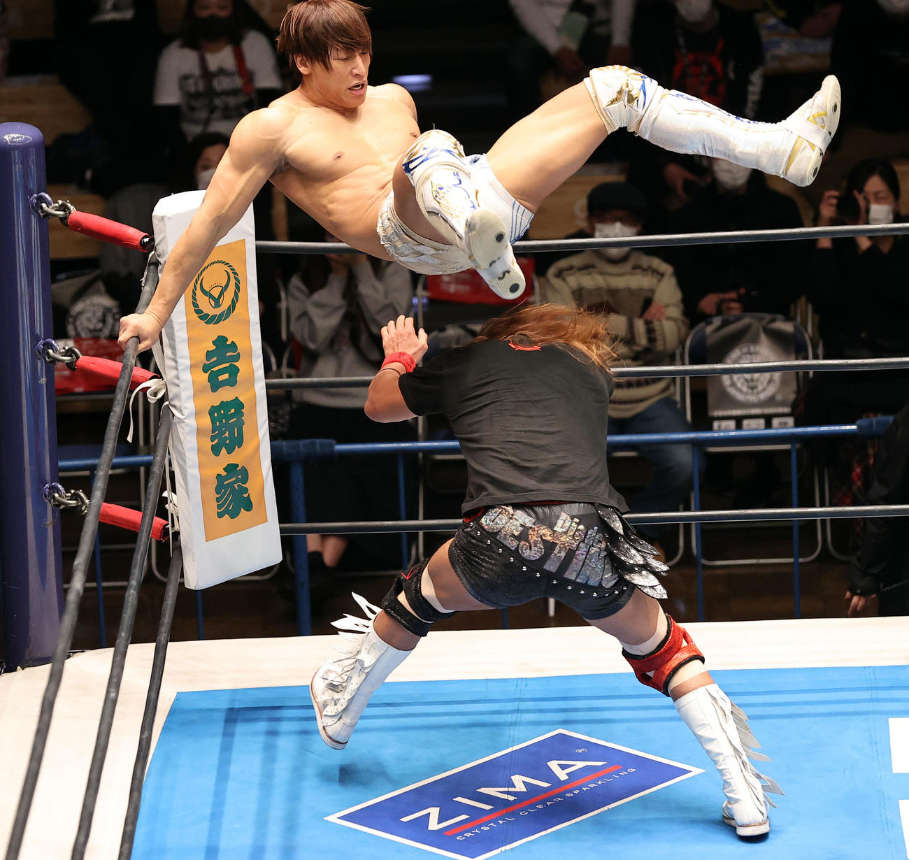 内藤哲也（下）の攻めをかわす飯伏幸太（撮影・浅見桂子）