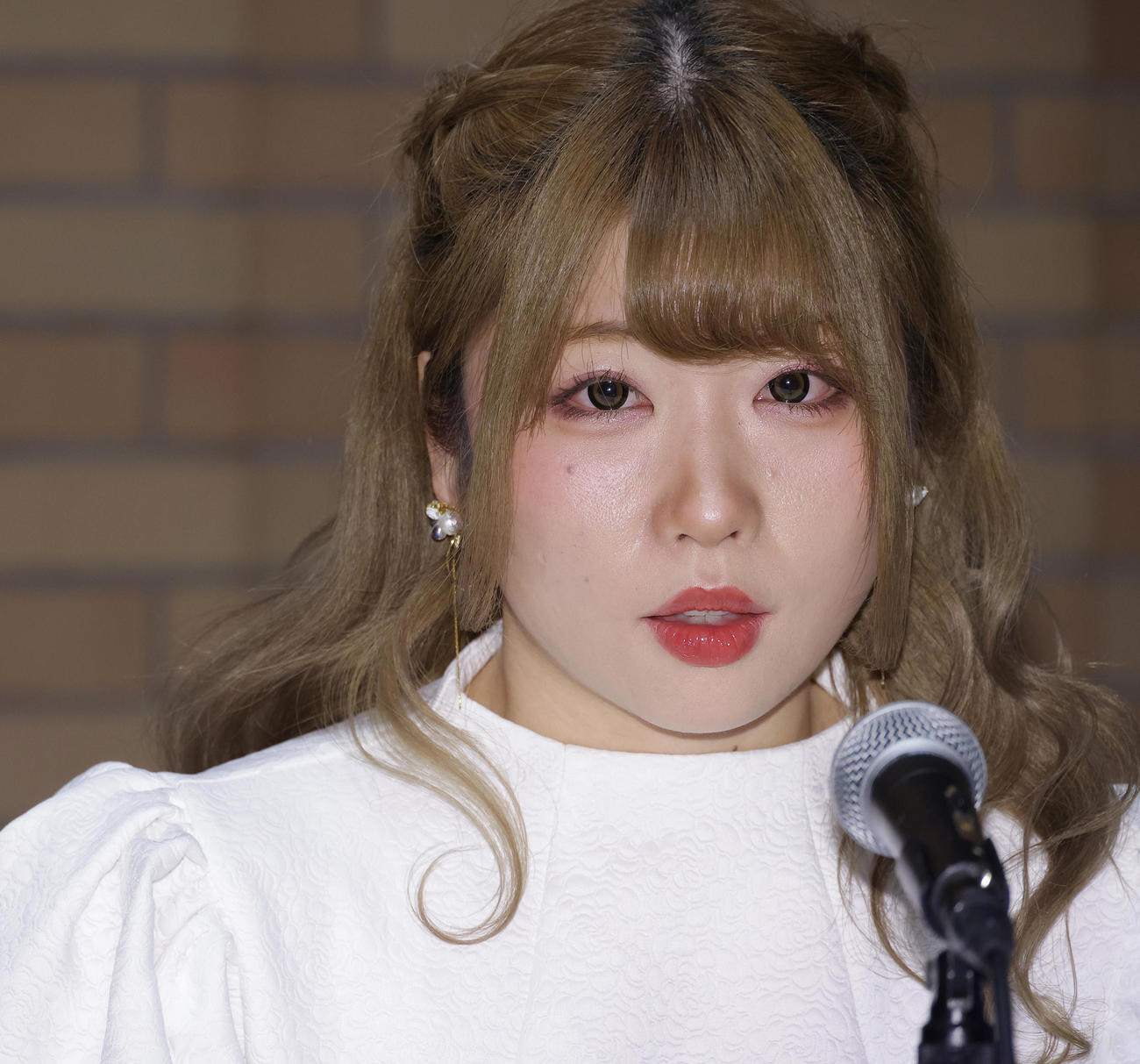 ワンダー・オブ・スターダム選手権試合＆敗者髪切りマッチ調印式で会見する中野たむ（撮影・中島郁夫）