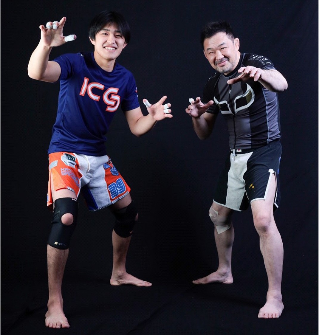 3月12日のQUINTETファイトナイト6大会に参戦することが発表された桜庭和志（右）の長男、SAKU Jr．（提供：QUINTET）