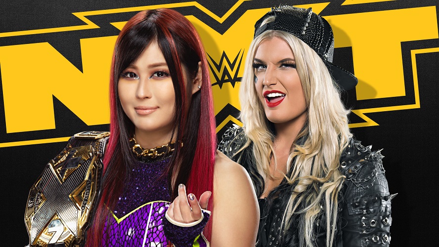 10日のNXT大会で防衛戦を控えるNXT女子王者紫雷（左）。右は挑戦者ストーム（C）2021　WWE，　Inc.　All　Rights　Reserved.